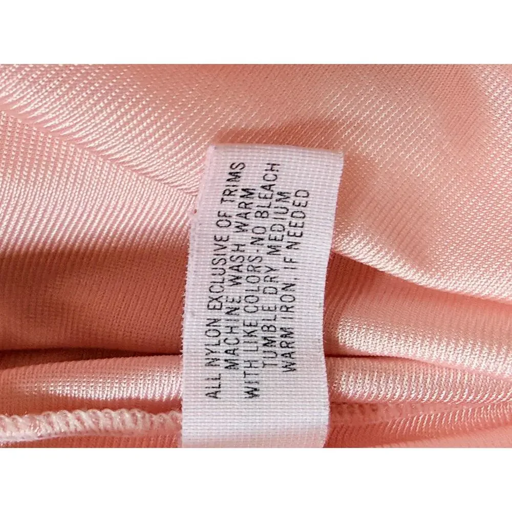 Vintage Shadowline Peignoir Set Small Pink Nylon Floral Appliqué Nightgown Robe